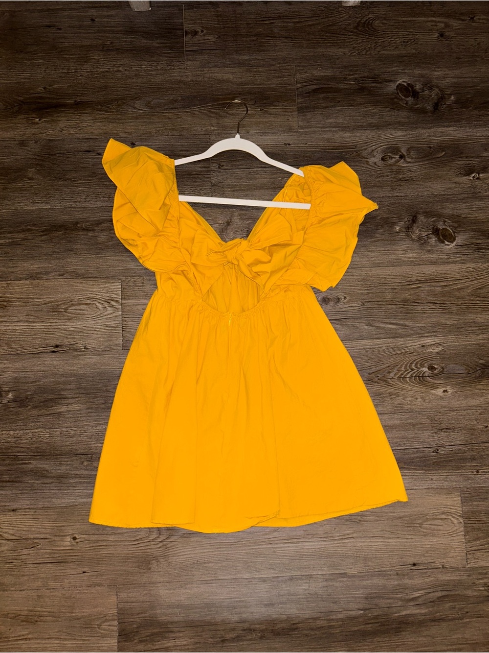 Ruffled V-Neck Mini Dress in Vibrant Orange - Picture 6 of 8